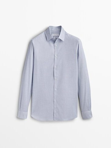 Desigual Hombre Camisa Talla L Corte Normal Algodón Azul Bolsillos Botón  Spread