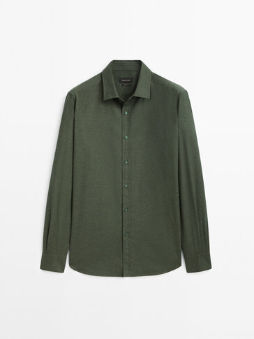Camisa sarga algodón slim fit