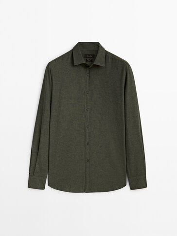 Slim fit cotton twill shirt