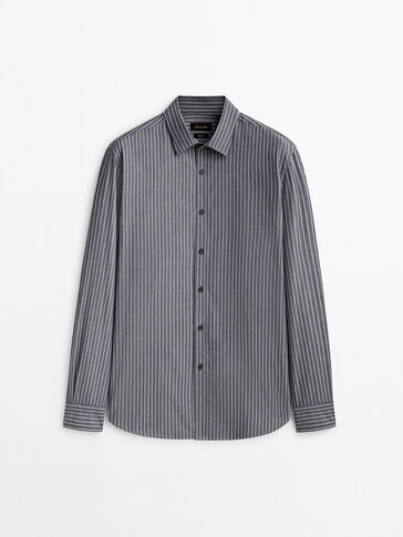 Regular fit striped cotton denim shirt