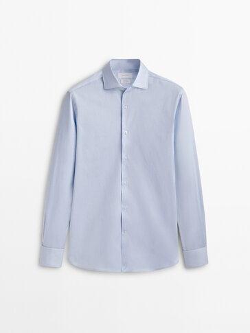 Regular fit textured shirt with double cuffs