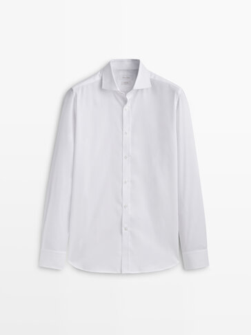 Slim-fit thick-textured cotton shirt