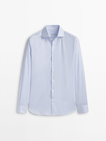 Easy iron slim-fit twill shirt · Sky Blue · Shirts | Massimo Dutti