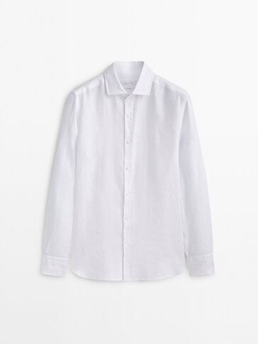 Regular fit textured linen Oxford shirt