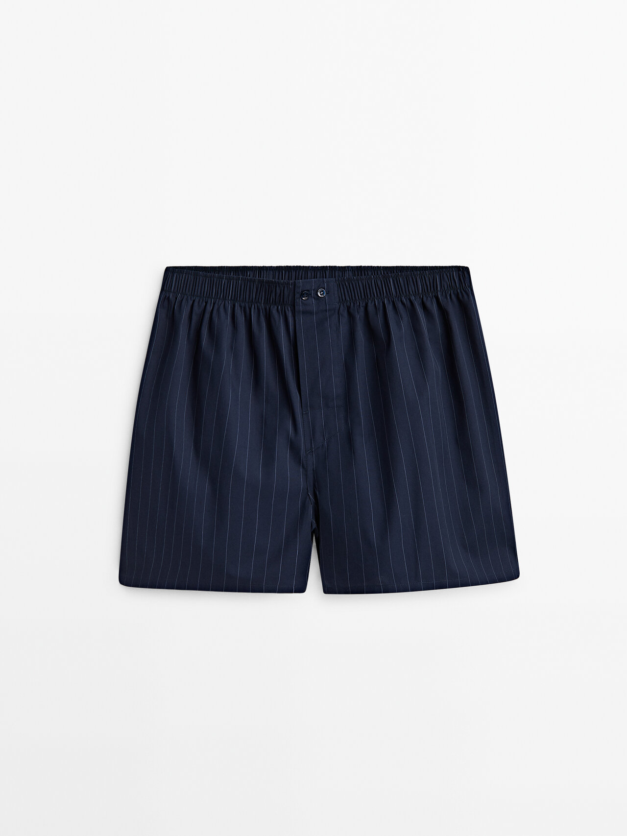 Massimo Dutti Navy Blue Striped Poplin Boxers In Navy Blue