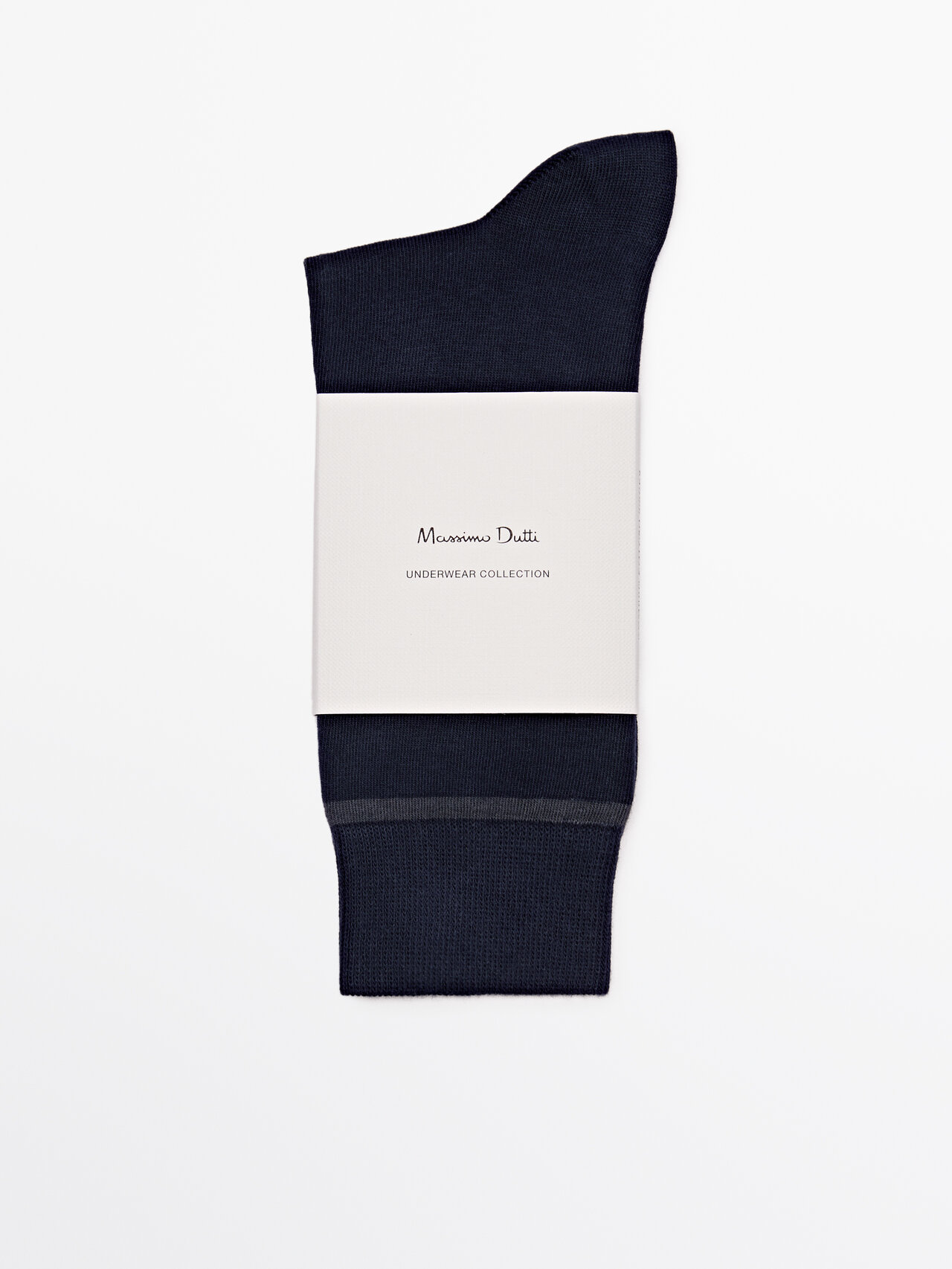 Massimo Dutti Long Socks With Contrast Horizontal Stripe In Black