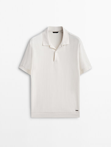 Textured short sleeve polo shirt