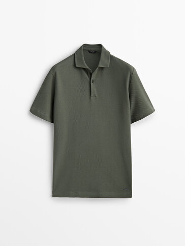 100% cotton polo shirt maxi-textured