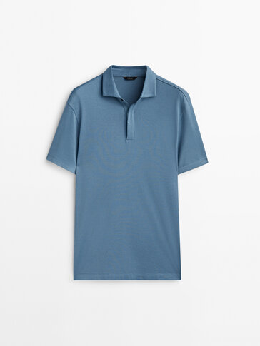 Short sleeve gassed cotton polo shirt