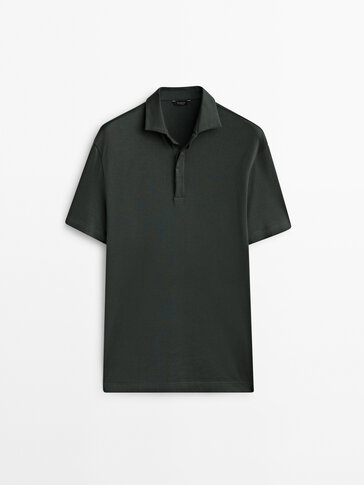 Short sleeve gassed cotton polo shirt