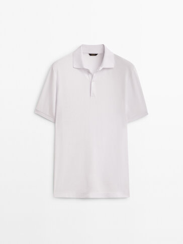 Microtextured cotton polo shirt