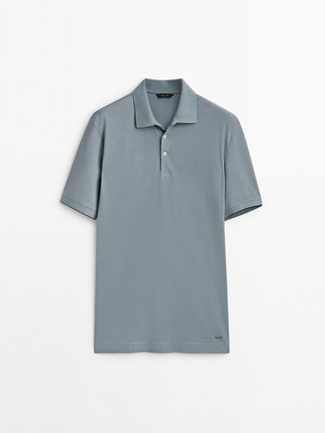 Piqué cotton polo shirt with contrast sleeves