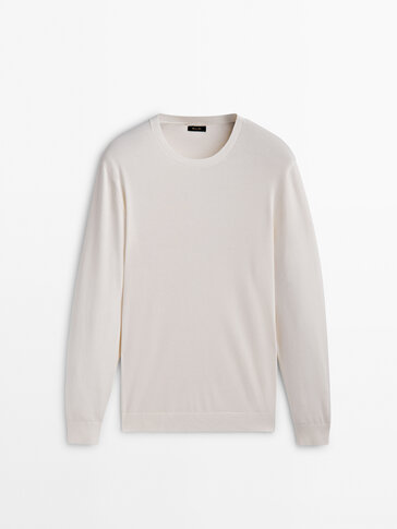 Pull à col rond en pur coton