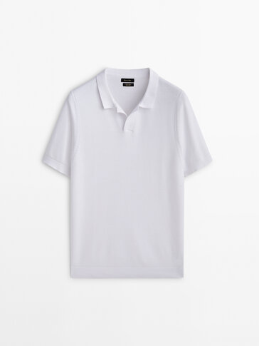 Smocked cotton polo sweater