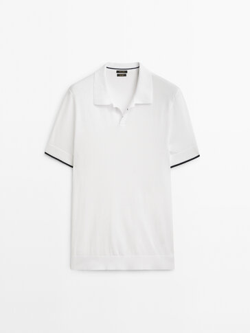 Contrast short sleeve polo sweater