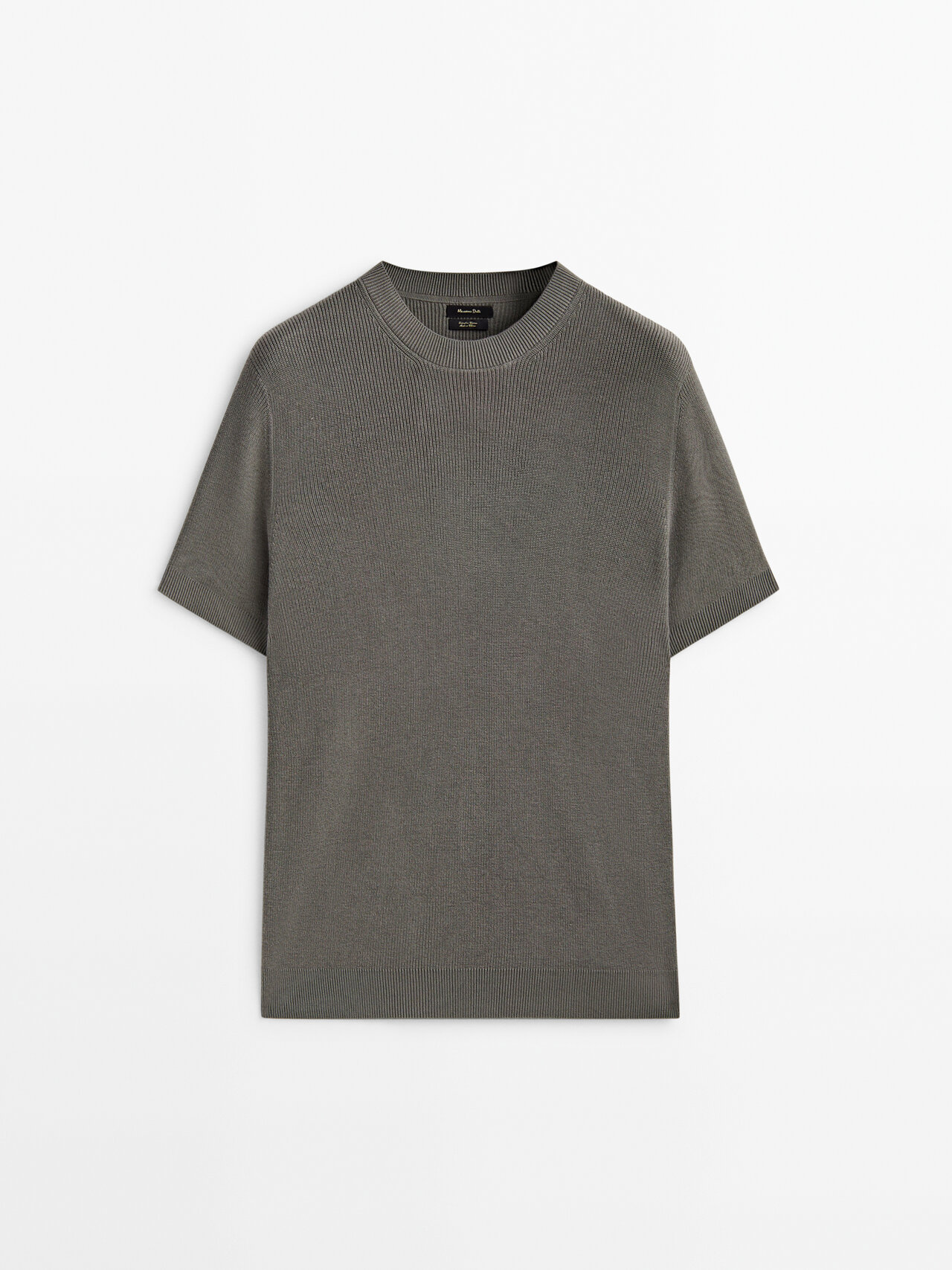 Khaki Massimo Dutti Basic T Shirt Massimo Dutti Vertical Textured