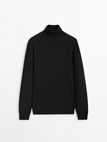 Pull à col roulé en coton mélangé