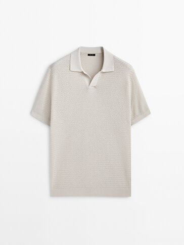 Textured short sleeve polo sweater - Massimo Dutti