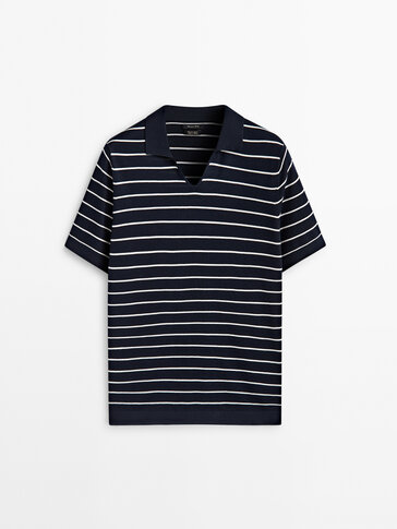 Striped short sleeve polo sweater