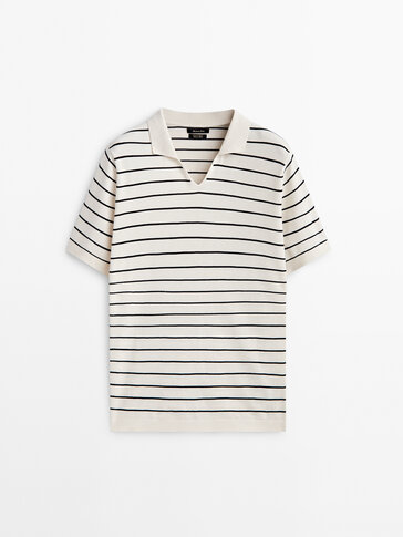 Striped short sleeve polo sweater