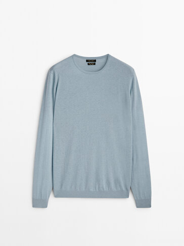 Wool and cashmere blend crew neck sweater