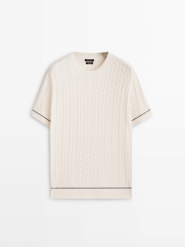 Contrast cable-knit sweater
