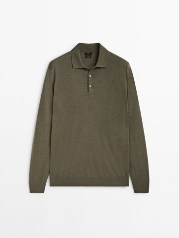 Wool blend polo sweater
