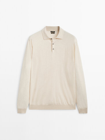 Wool and cashmere blend polo sweater