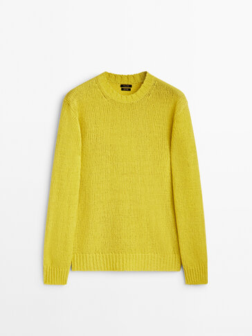 Wool blend lettuce edge knit sweater