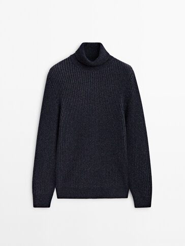 Wool blend high neck sweater - Limited Edition · Navy Blue