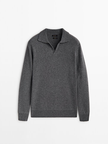 Wool blend polo sweater