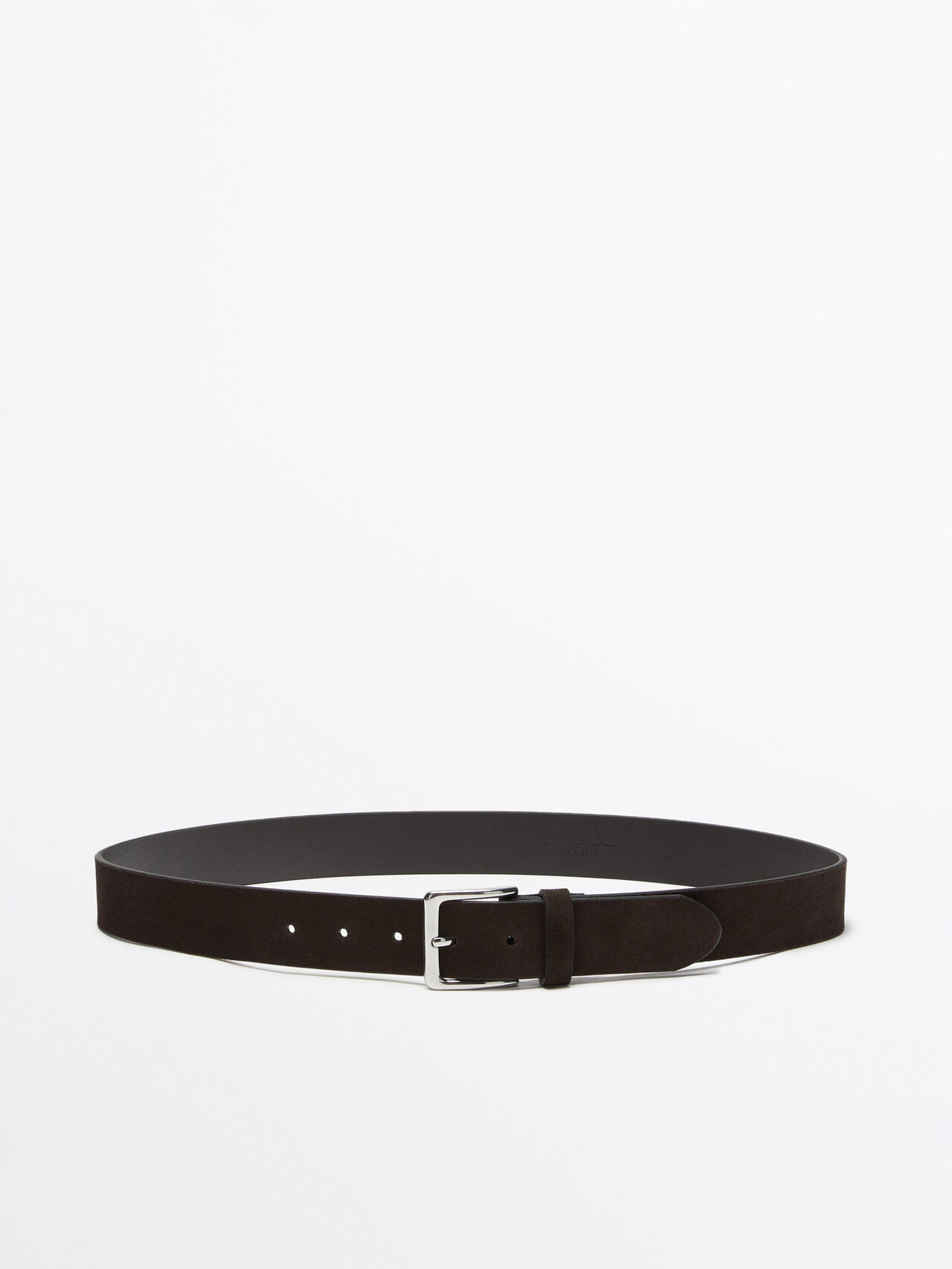 Massimo Dutti Suede Leather Belt In Brown