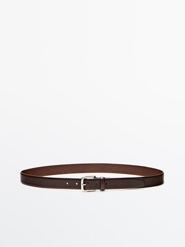 Leather Embossed Belt - Black - 38 - Massimo Dutti - Men