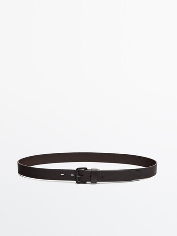 Leather belt with rectangular buckle - Studio
