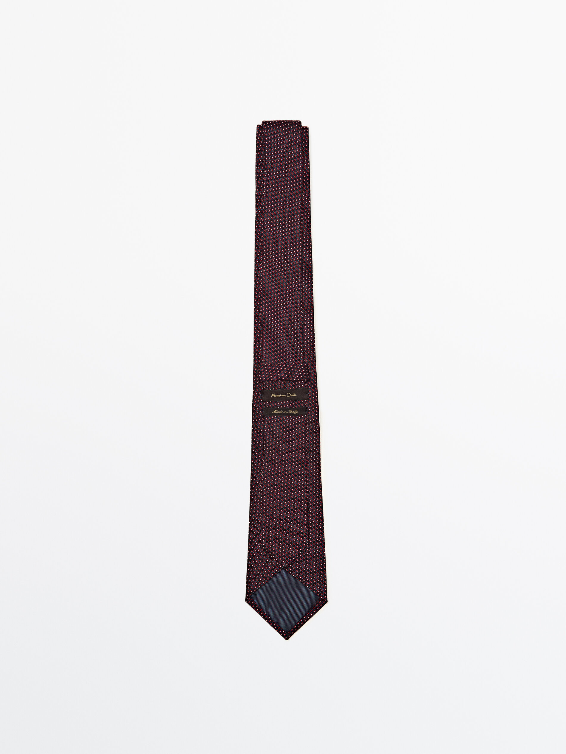 Geometric silk cotton blend tie