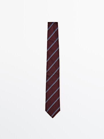 Cravate à rayures en coton et soie