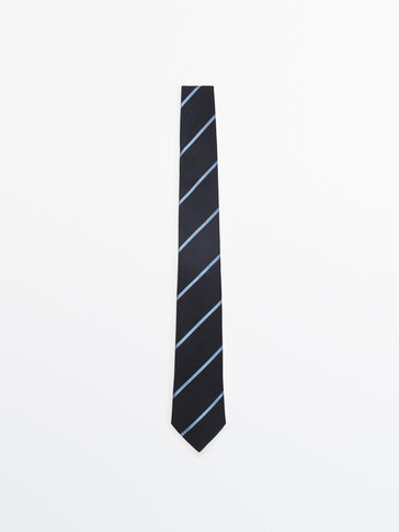 Cotton and silk blend striped tie
