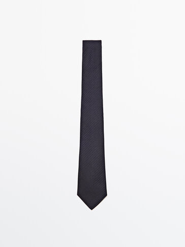 Striped cotton and silk blend tie