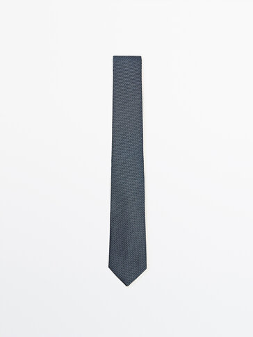 Kokvilnas un zīda kaklasaite ar zigzaga rakstu