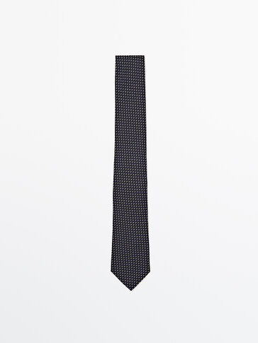 Kokvilnas un zīda kaklasaite ar mikro apdruku