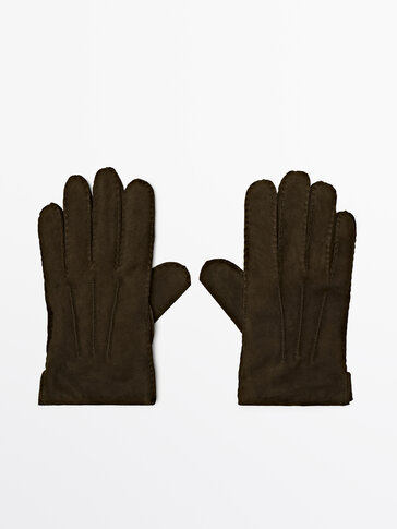 Suede leather gloves