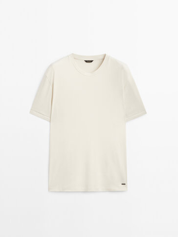 Cotton T-shirt with sleeve detail