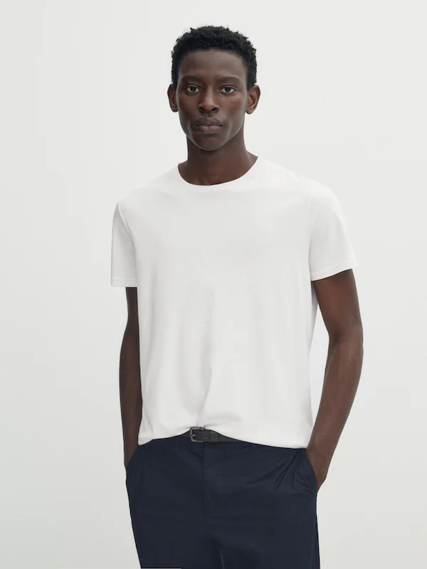 Short sleeve mercerised cotton T-shirt - Massimo Dutti Worldwide