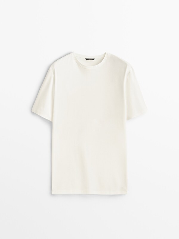 Short sleeve mercerised cotton T-shirt - Massimo Dutti