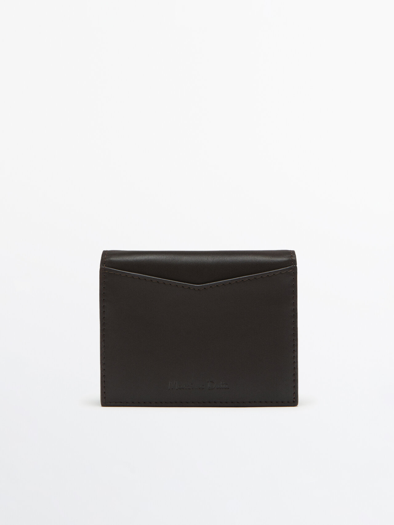 Massimo Dutti Leather Wallet In Brown