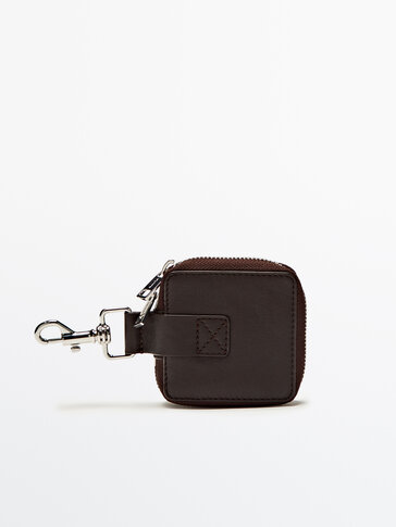 Square leather wallet with zip Massimo Dutti Bahrain