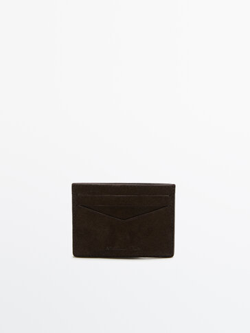 Suede leather card holder