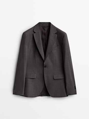 Grey bi-stretch wool suit blazer · Grey Marl · Blazers | Massimo Dutti