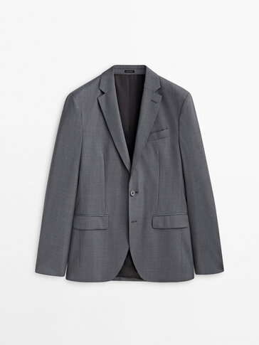 Mens grey wool blazer cheap