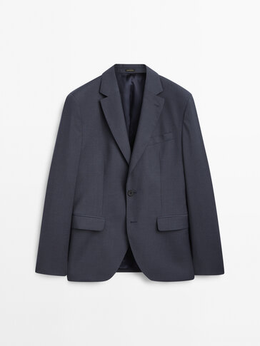 Áo suit blazer 100% len màu xanh lam